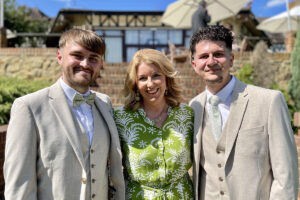 Jane Blackman Celebrant with two grooms who she has just wed